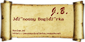 Jánossy Boglárka névjegykártya
